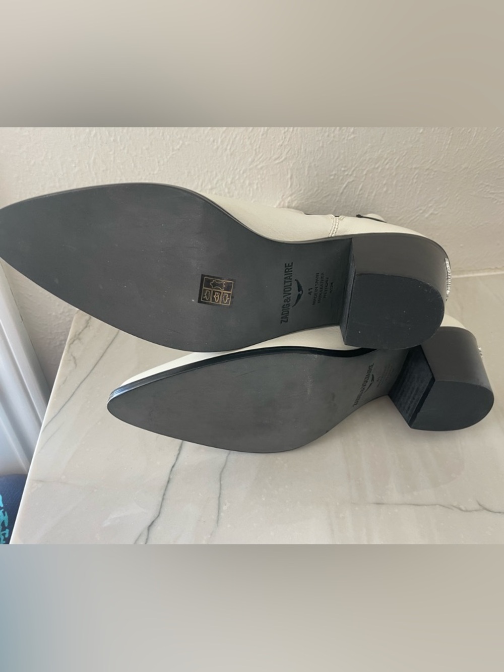 Women ZADIG & VOLTAIRE Tyler Cecilia Vintage LeatherAnkle Boot-White-41, US 10 - Picture 4 of 6